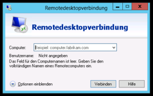 Öffnen der Remotedesktopverbindung in Windows
