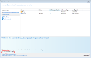 Suche in der Adressleiste des Internet Explorer
