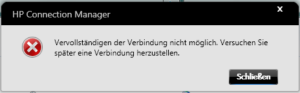 HP Connection Manager Fehlermeldung