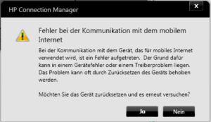 HP Connection Manager Fehlermeldung