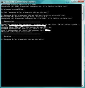 Microsoft Office 2010 Aktivierung über Skript