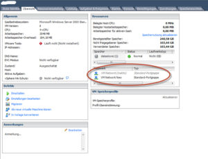 VM Network inaktiv