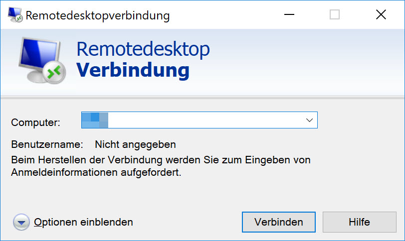 Herstellen einer Remotedesktop-Verbindung (RDP