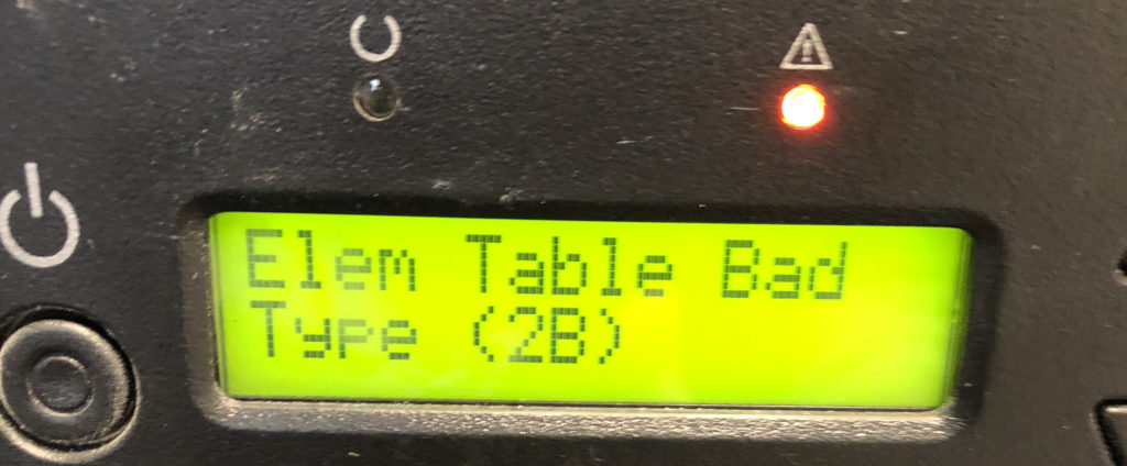 Fehlermeldung Elem Table Bad Type (2B) beim Quantum Super Loader 3