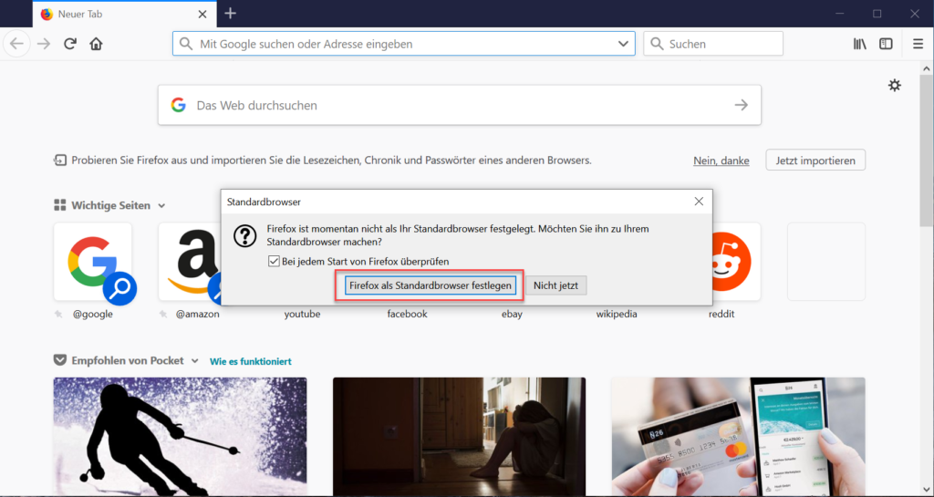 Firefox zum Standard-Browser machen