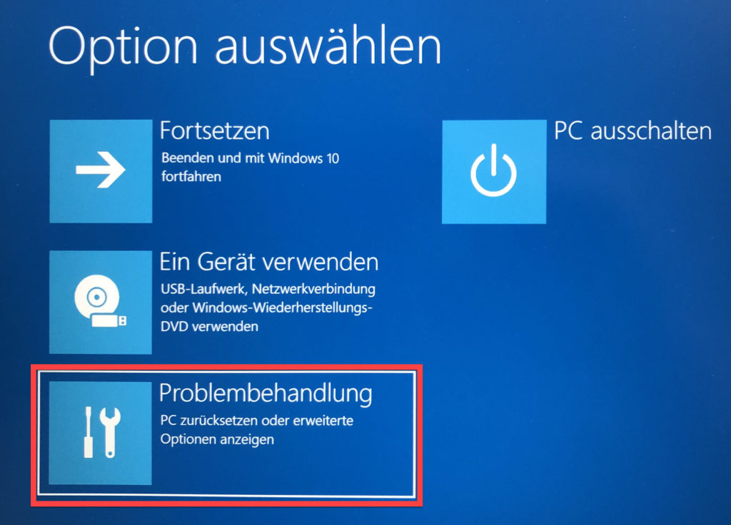 Problembehandlung in Windows 10