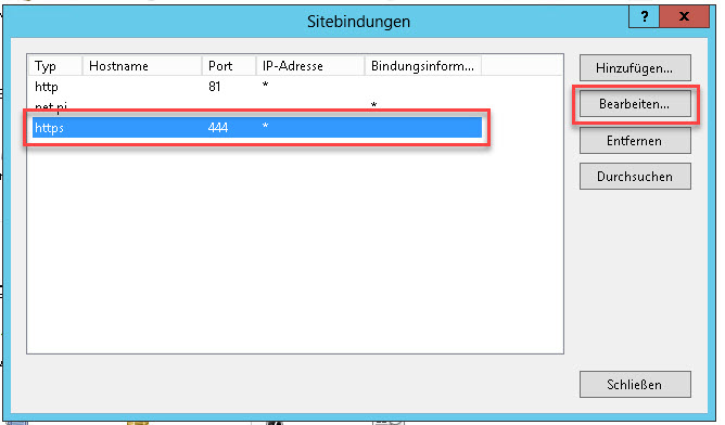 Site-Bindung für Port 444 (https)